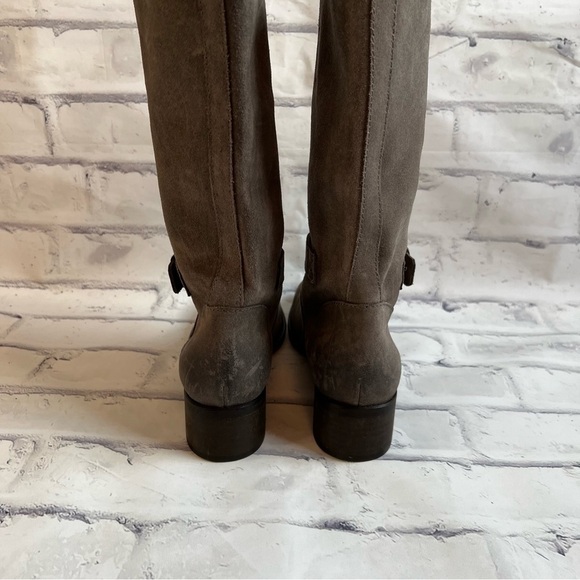 J. Crew Ryder grey suede mid calf pull on buckle boot size 7.5 - Picture 8 of 13